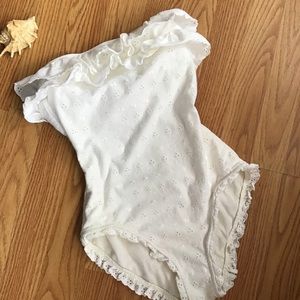Lace eyelet Ruffle onesie